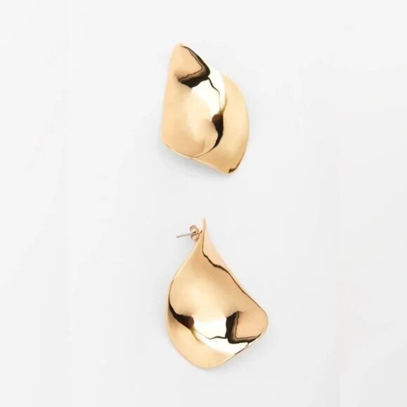 ZARA Oval Earrings elegant luxury Gold ✨✨🔥 NWT - Picture 4 of 8